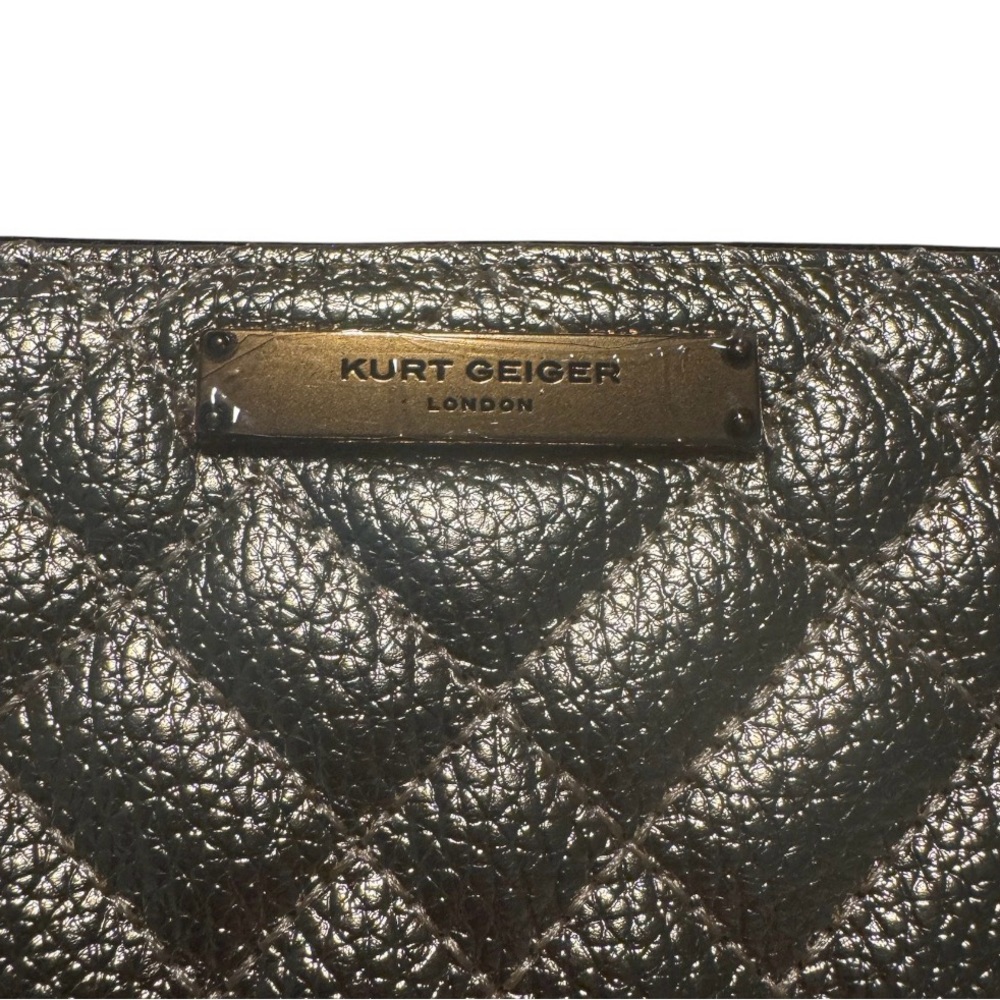 Kurt Geiger London Gold Metallic Quilted Zip-Around Wallet - Picture 3 of 10